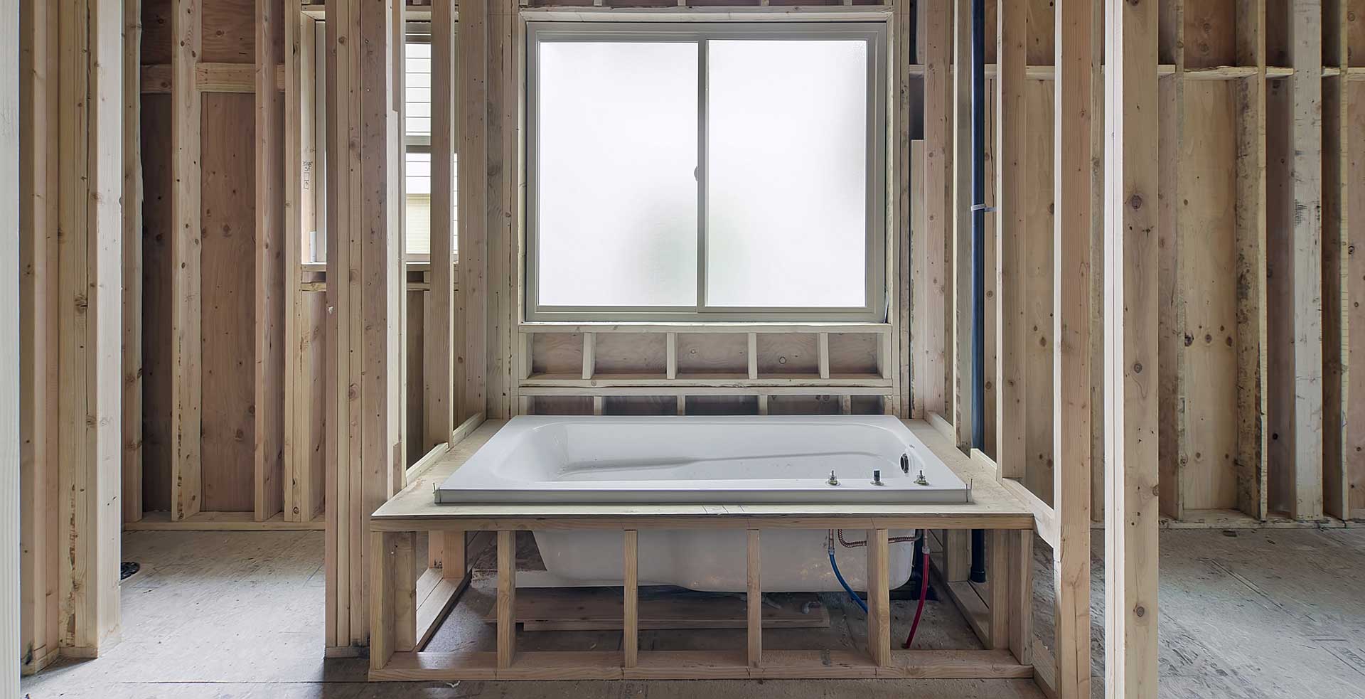 New construction framed bathtub